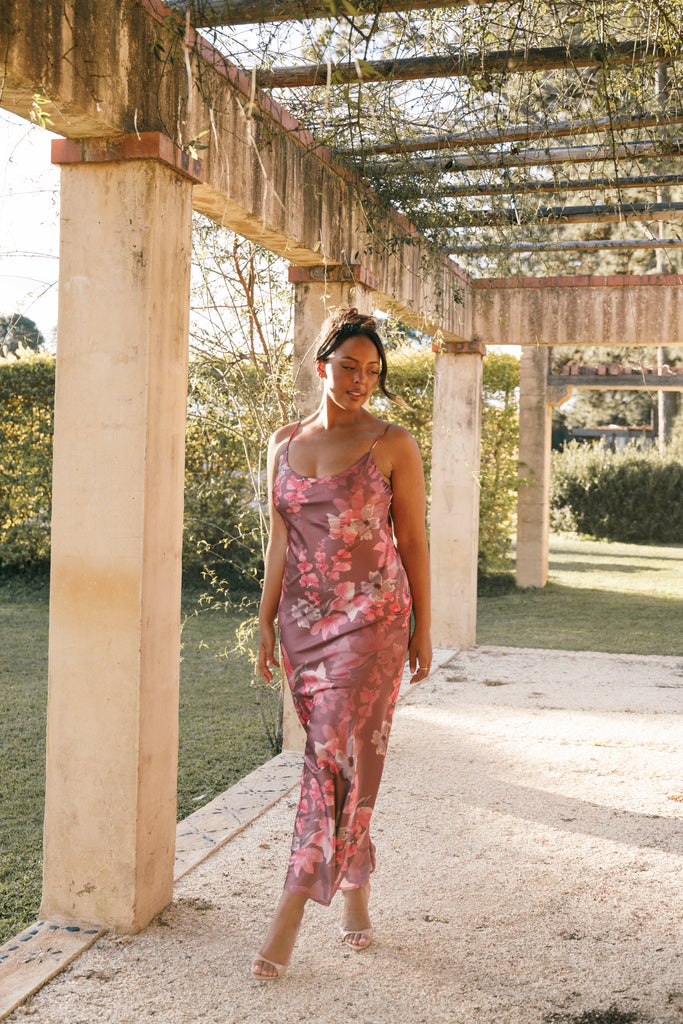 Jamie Maxi Slip Dress Dark Rose Floral
