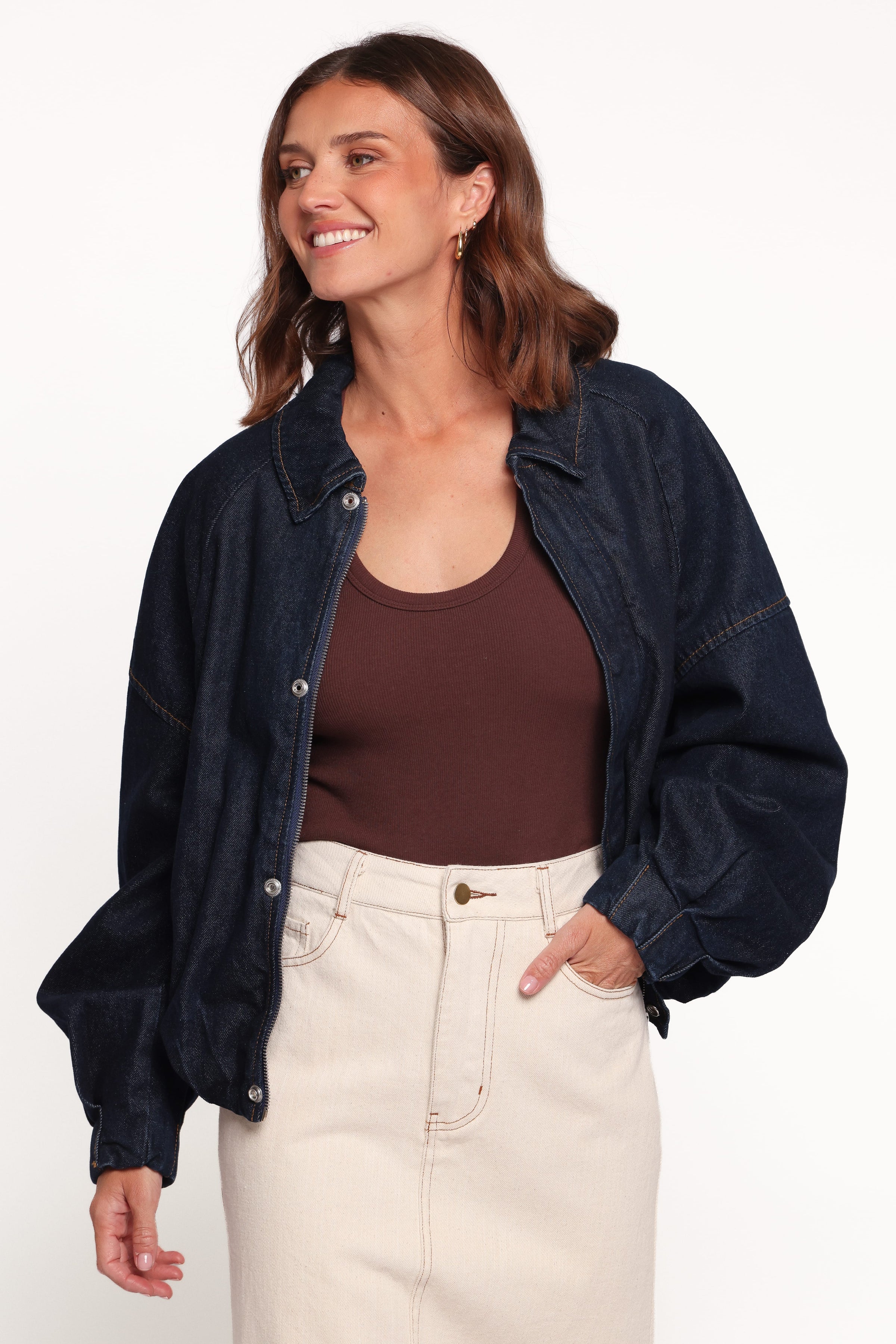 Janet Bomber Jacket - Dark Denim Wash