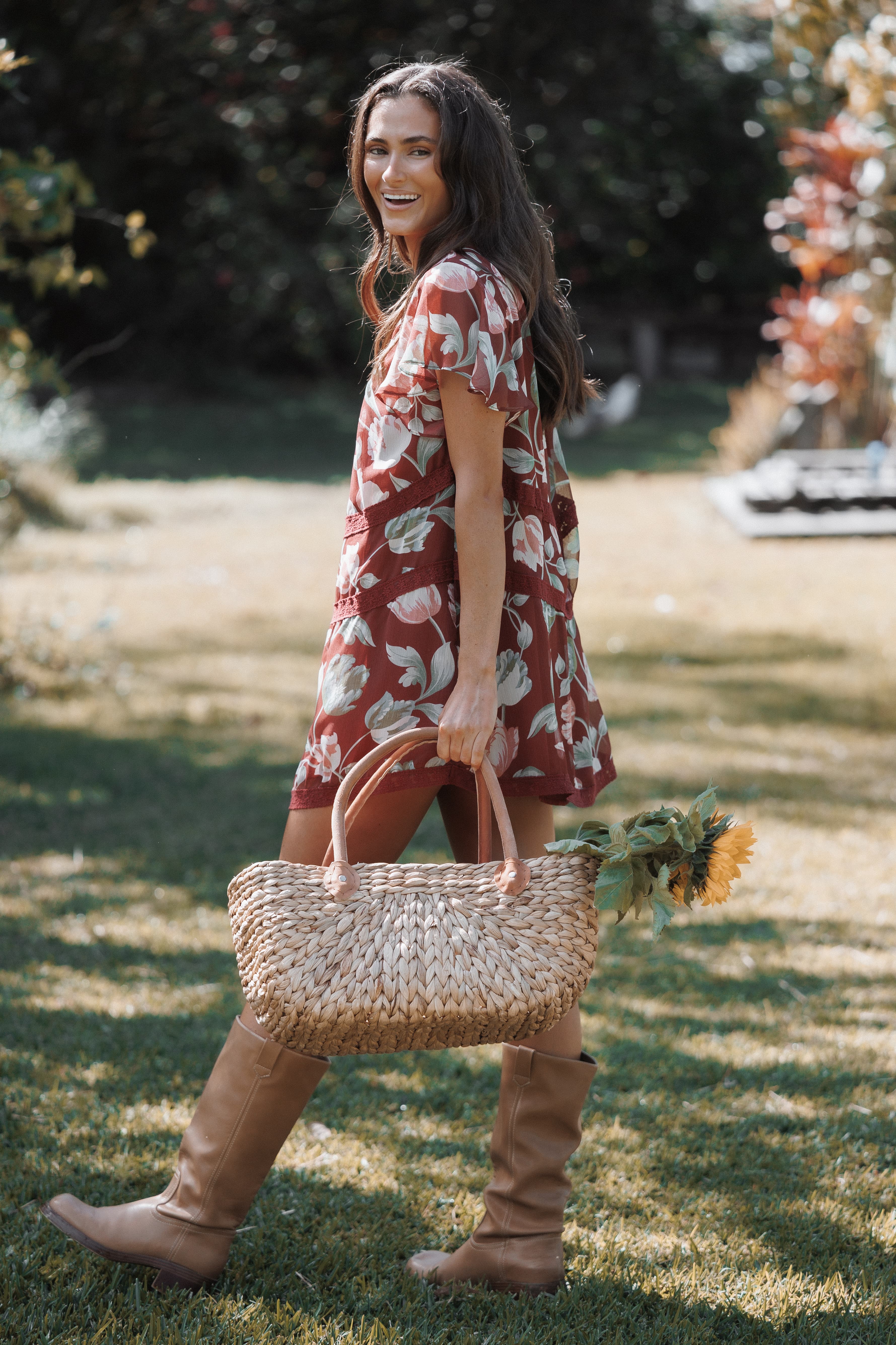 Java Mini Dress - Red Tulip Floral