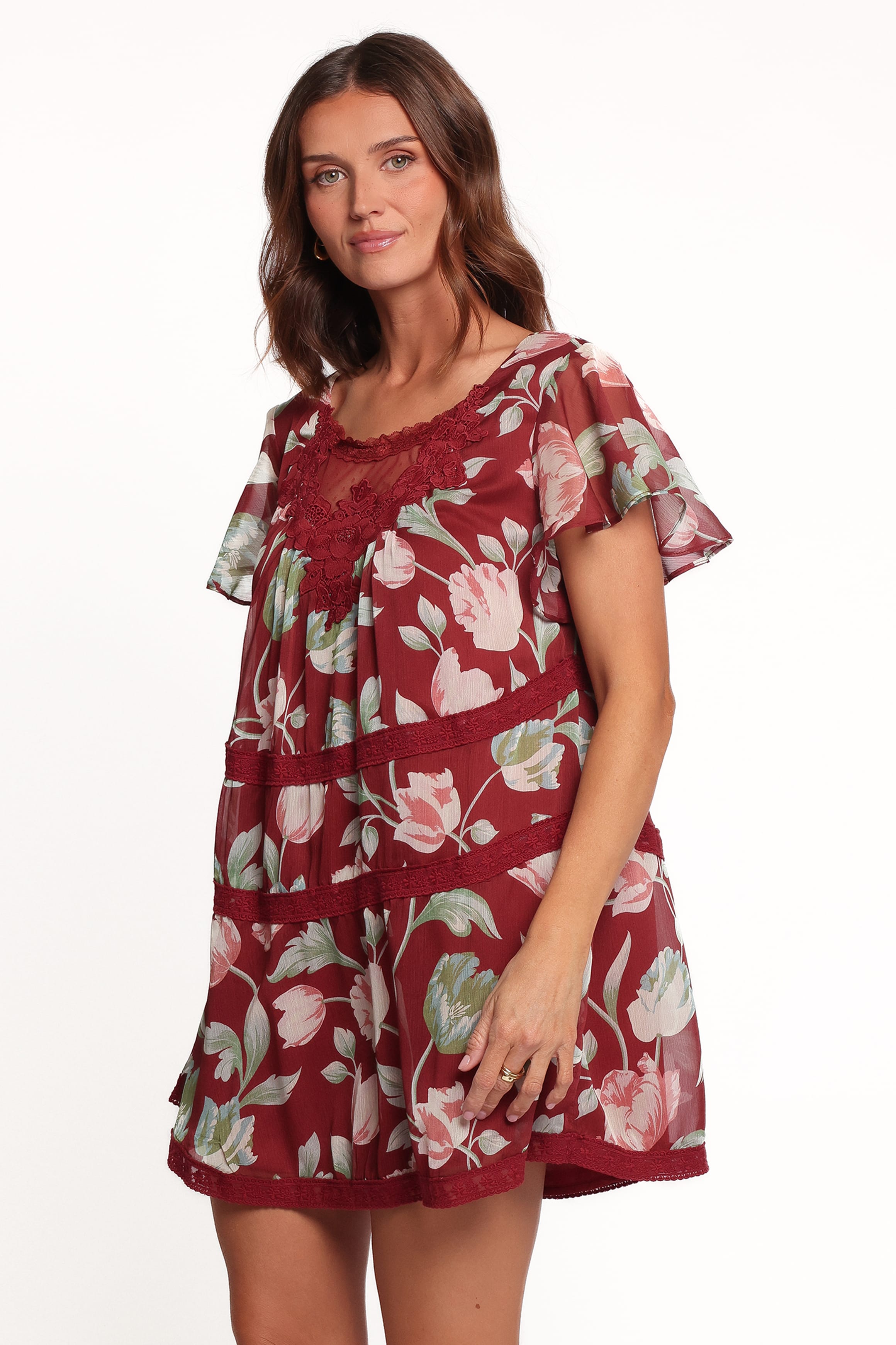 Java Mini Dress - Red Tulip Floral