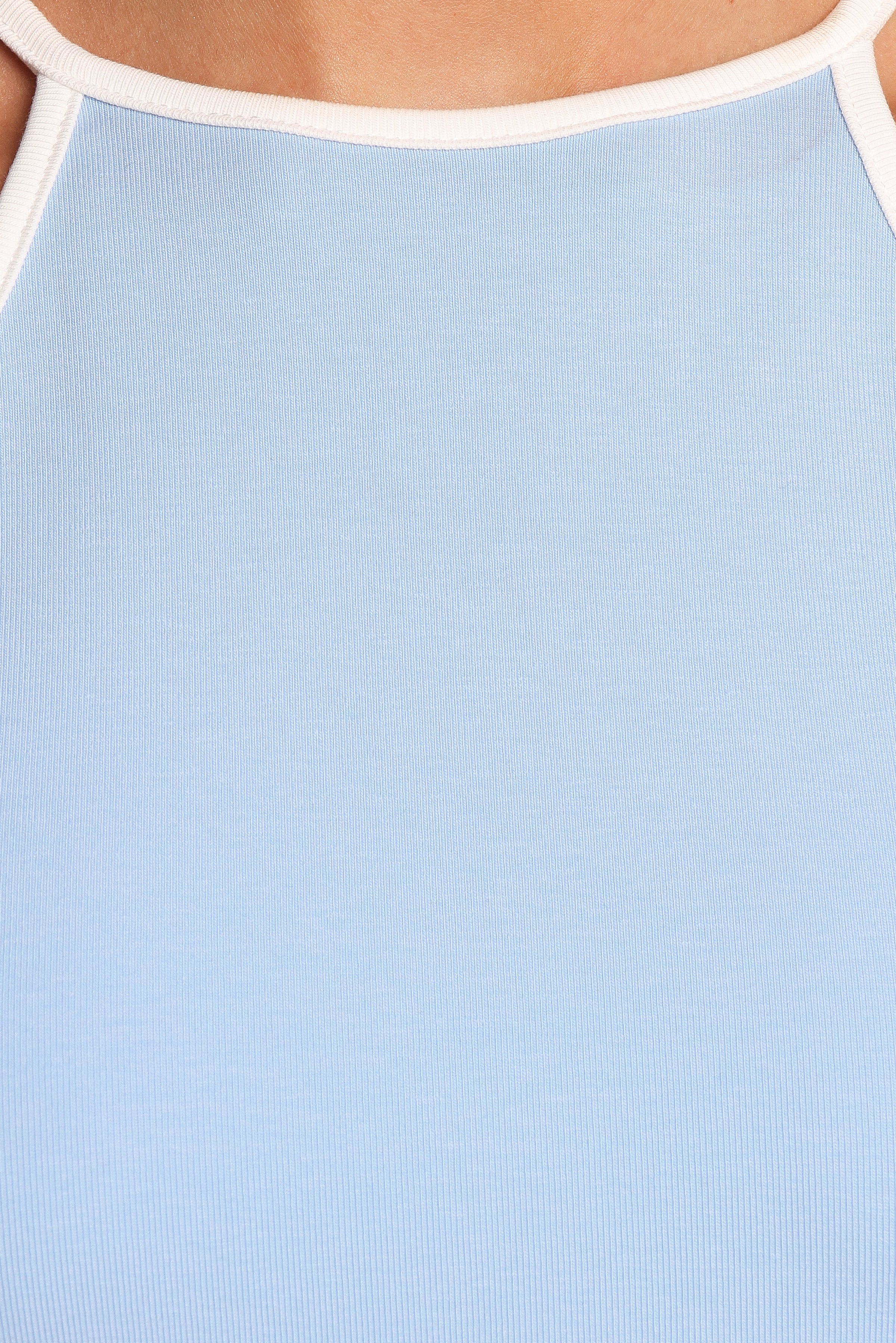 Jazzie Knit Tank - White Pale Blue