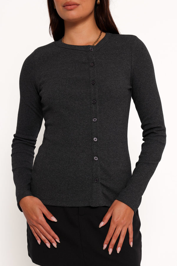 Jessa Knit Top - Charcoal