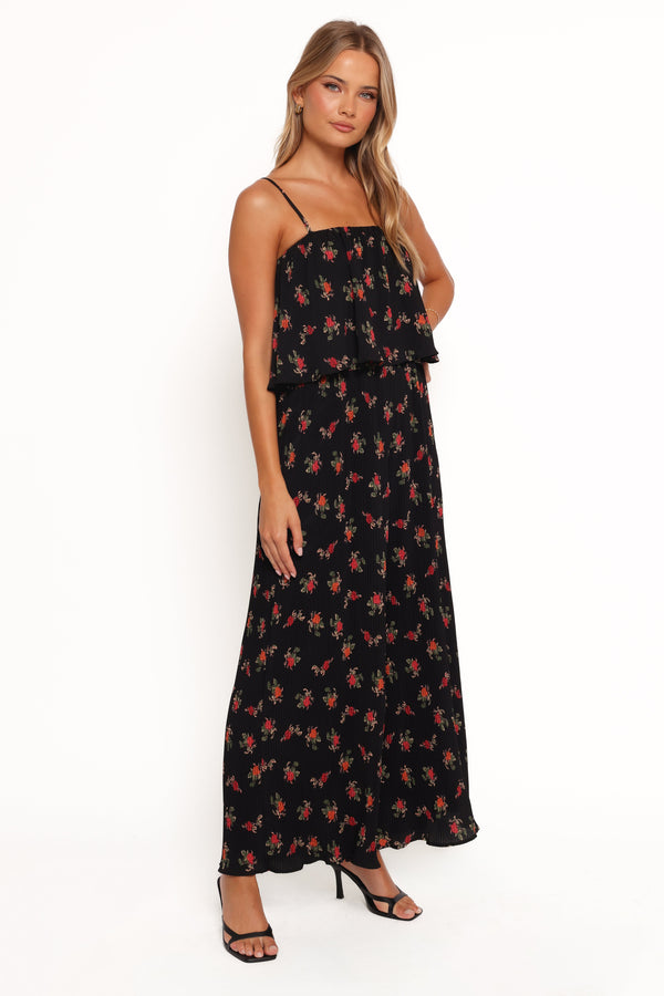 Jillian Plisse Jumpsuit - Black Rose