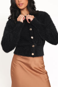 Jintie Vintage Button Cardigan - Black