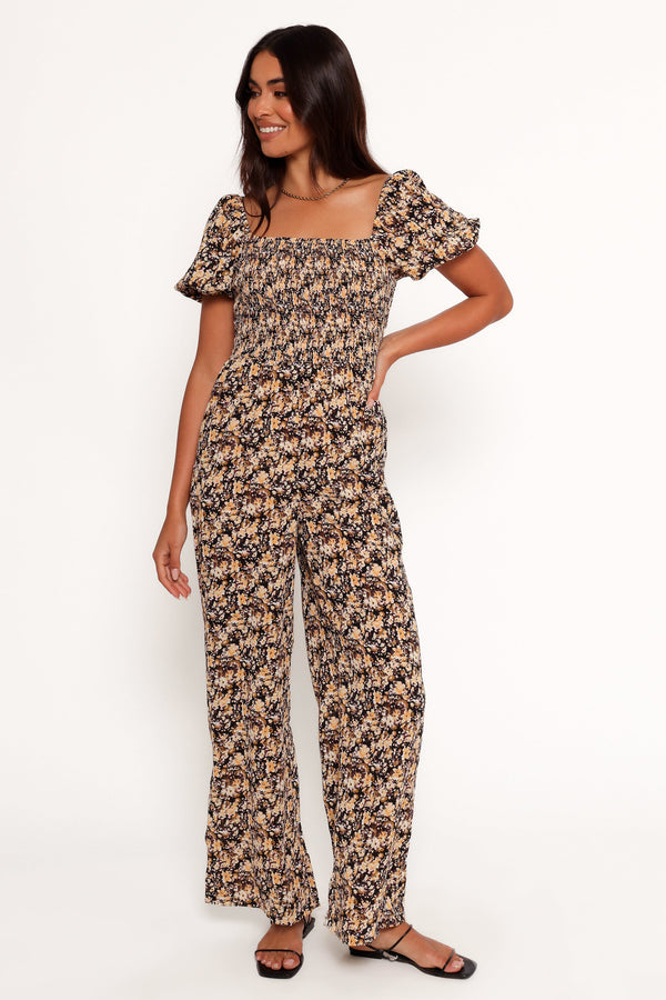 Jolene Jumpsuit - Black Ditsy Floral