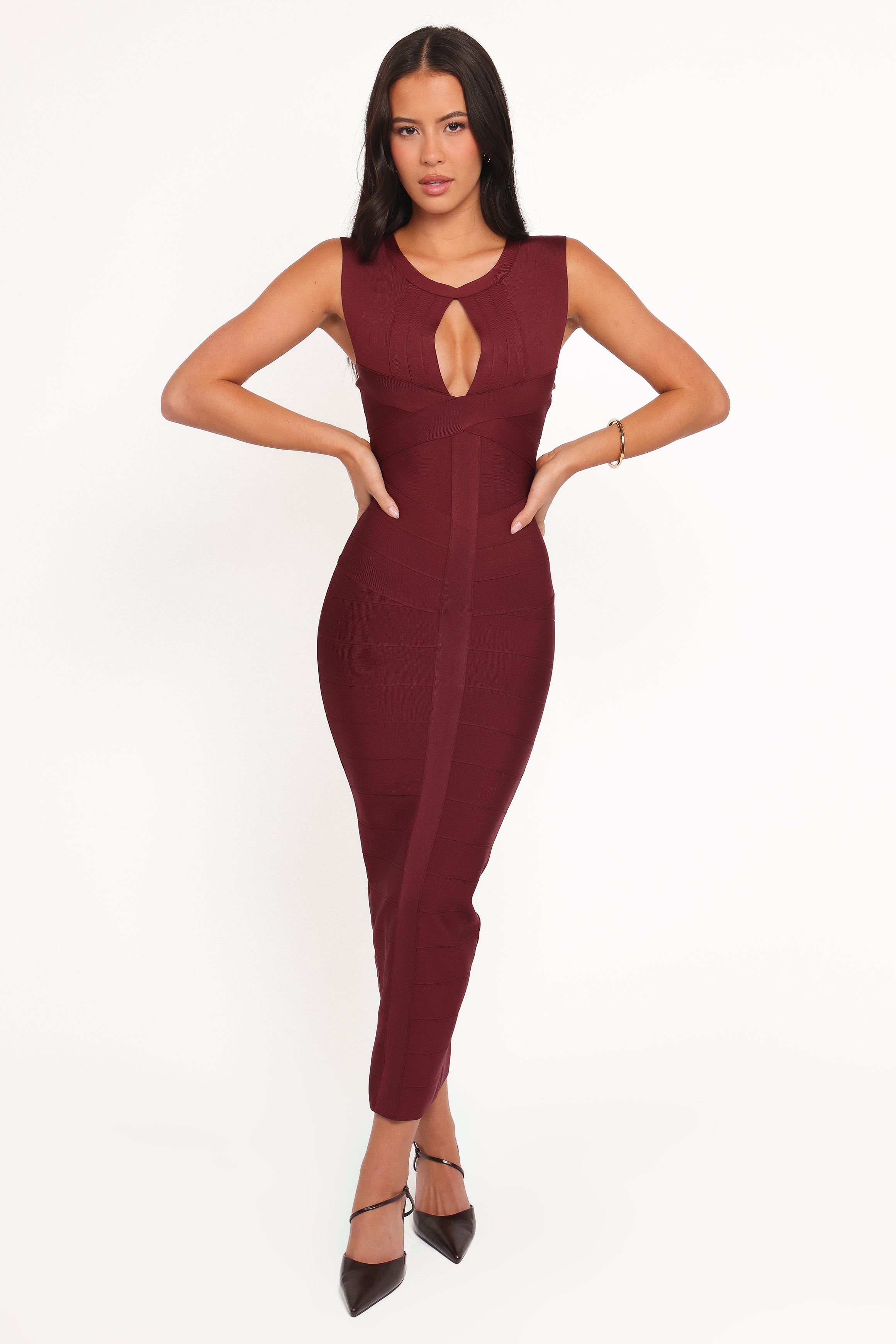 Josiah Midi Dress - Burgundy