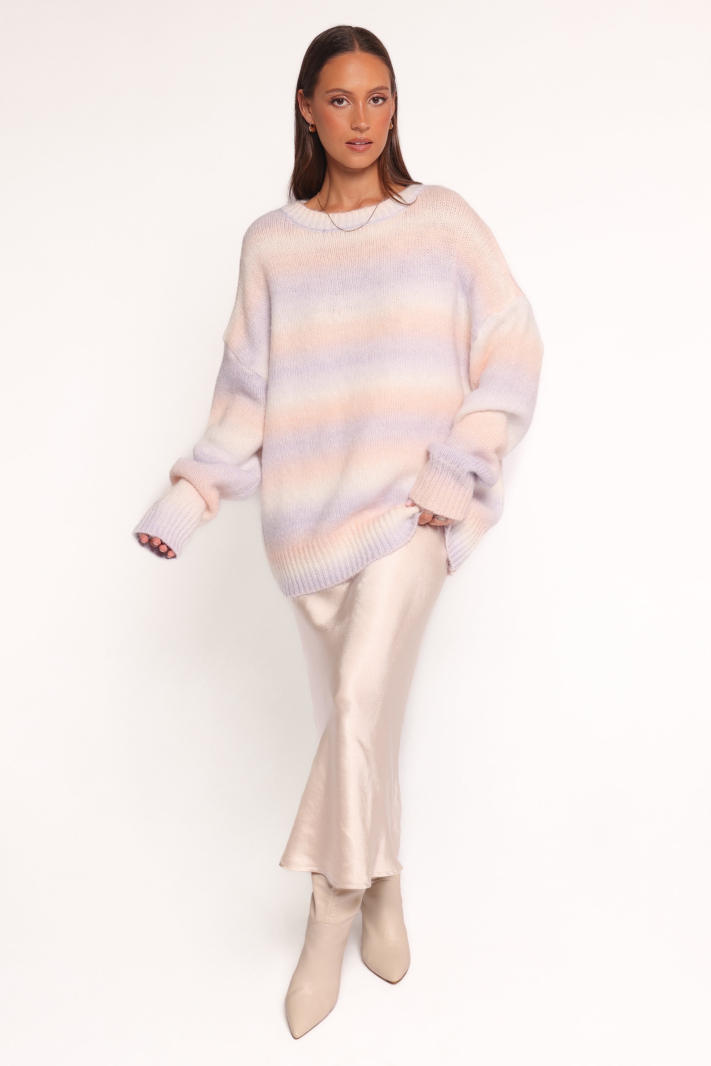 Joy Knit Sweater - Lavender Stripe
