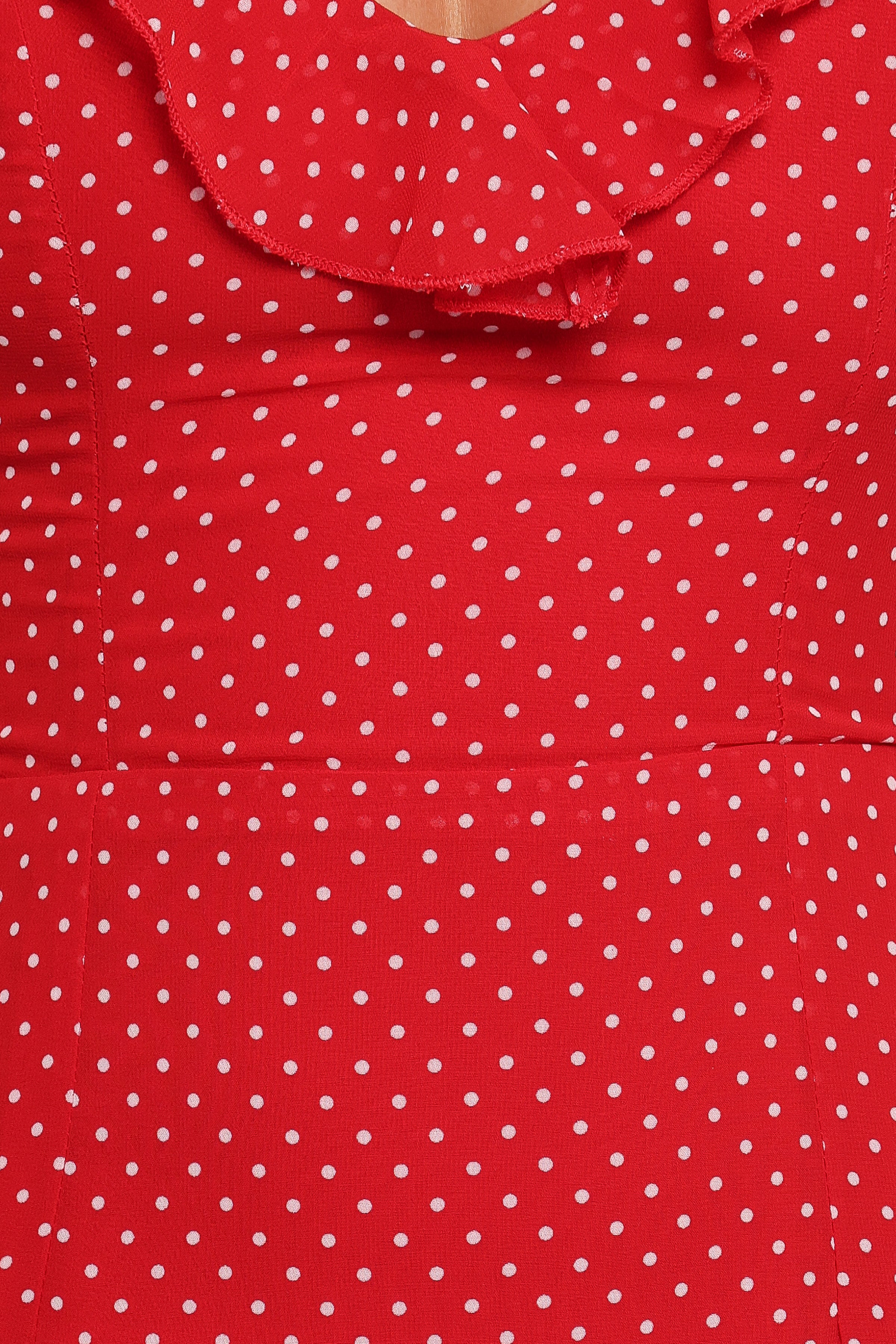 Judy Maxi Dress - Red Polka Dot