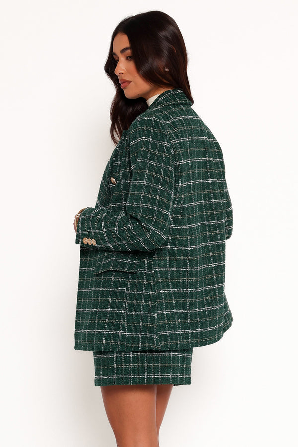 Jules Twill Plaid Blazer - Green