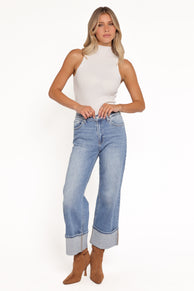 Just Black Cuffed Wide Leg Jean - Medium