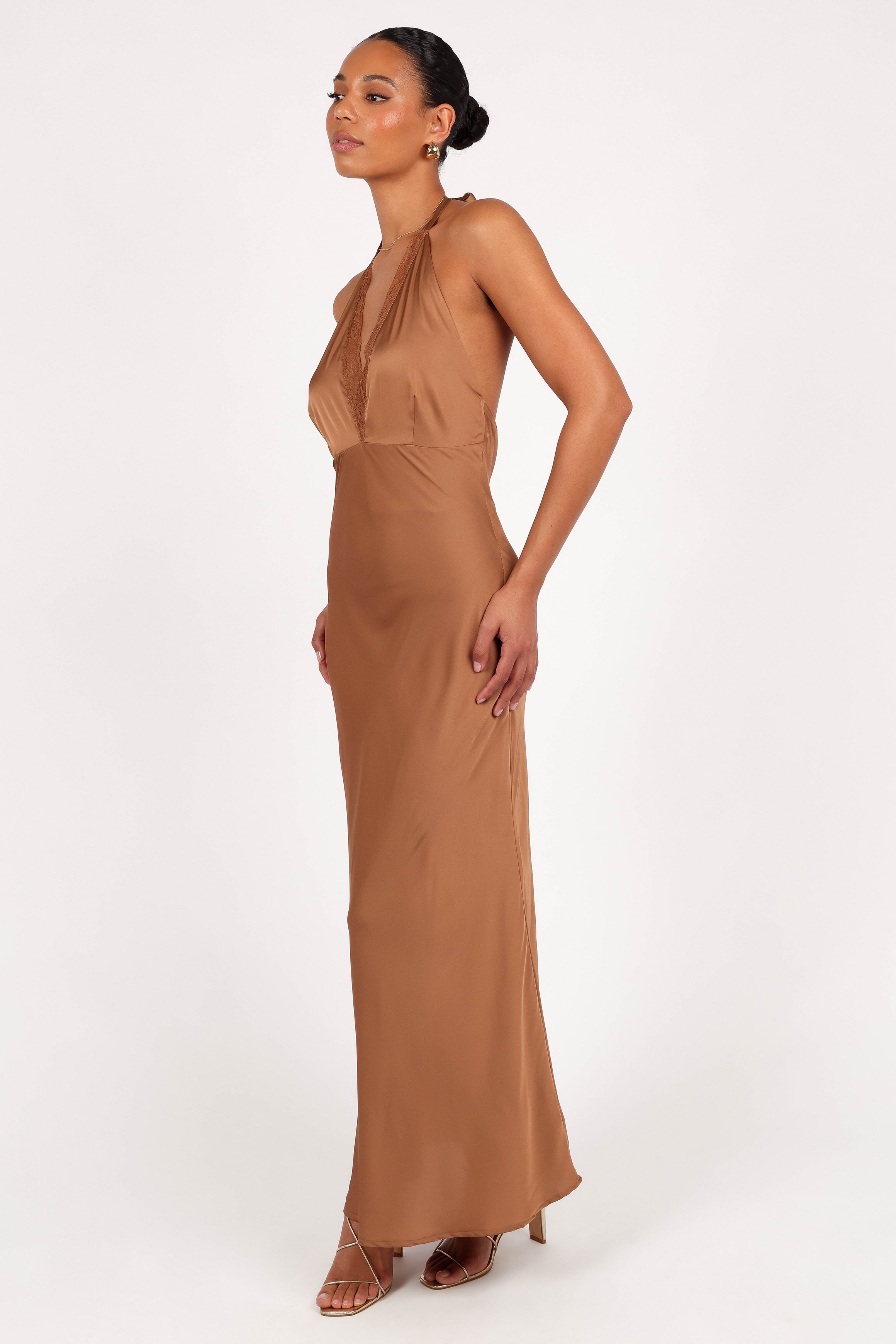 Kalina Halterneck Maxi Dress - Bronze