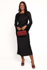 Kalyssa Long Sleeve Maxi Dress - Black