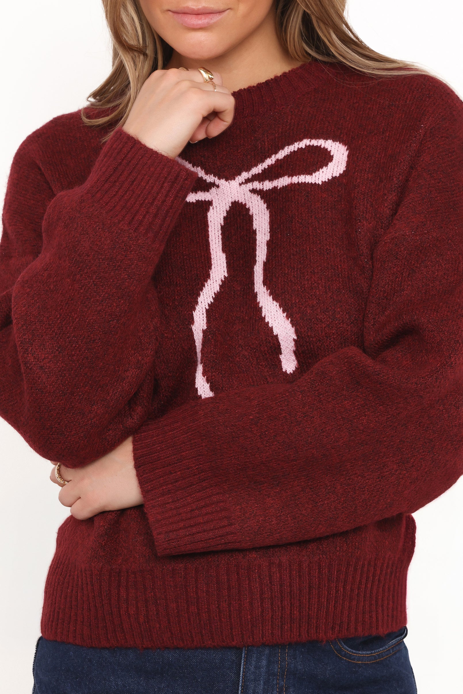 Kaori Bow Sweater - Burgundy