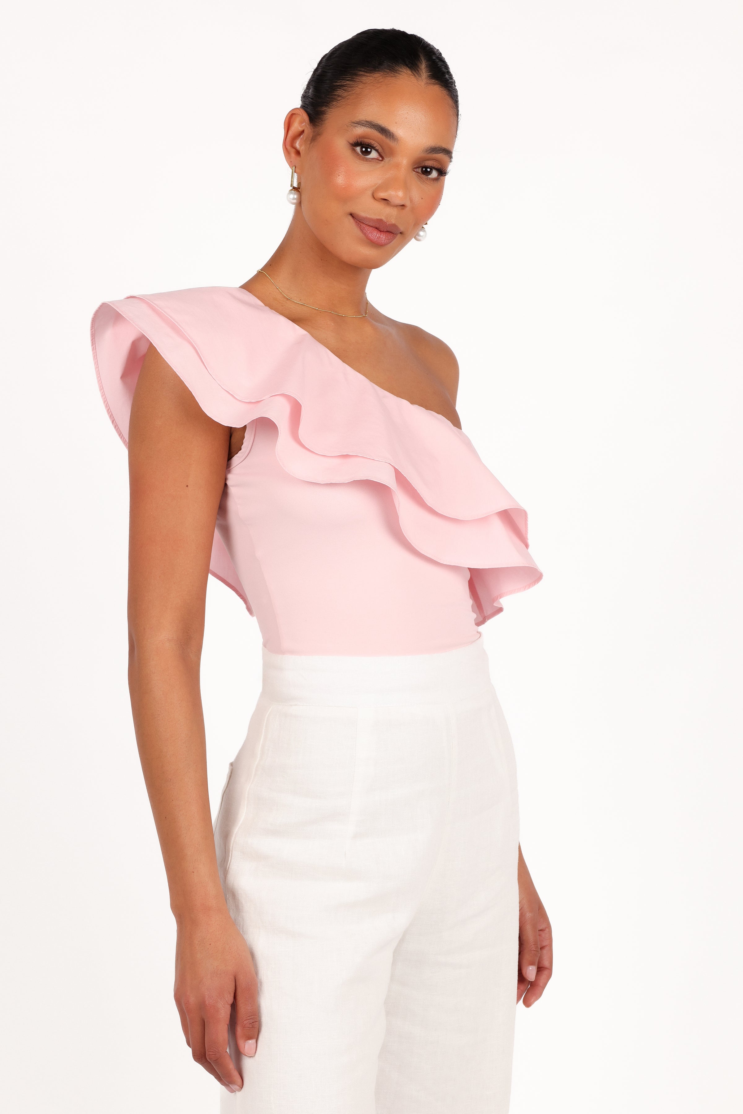 Kate One Shoulder Top - Petal Pink