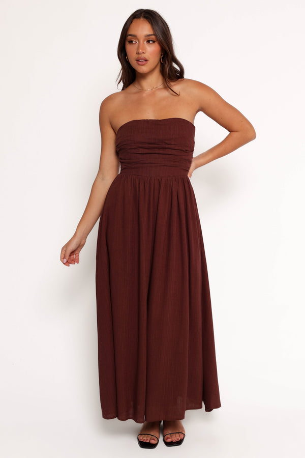 Kayt Strapless Dress - Chocolate Brown