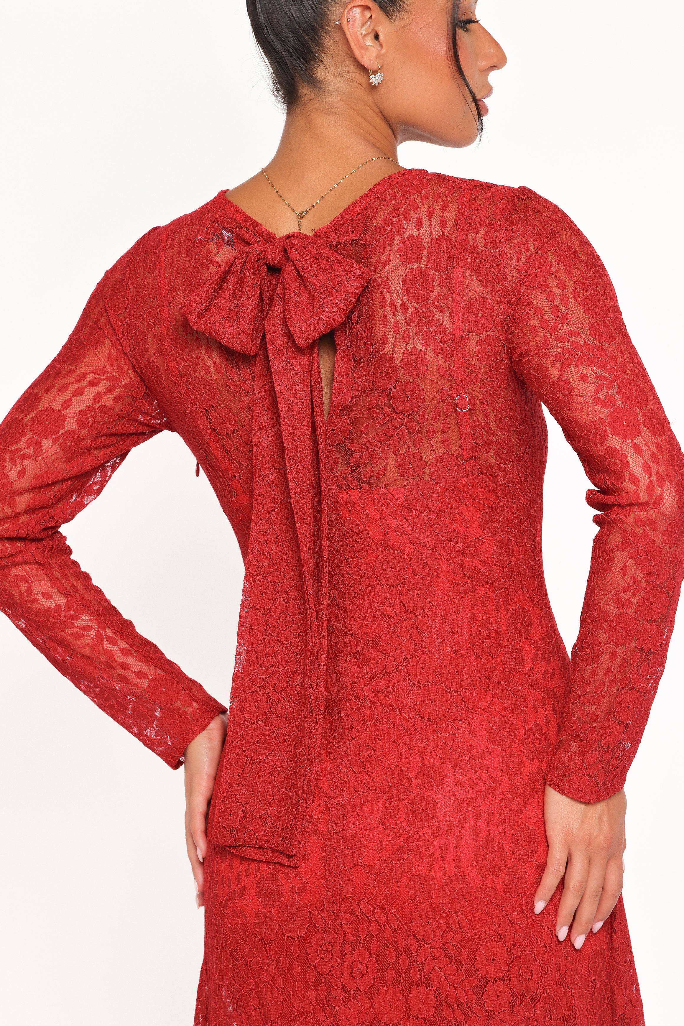 Keani Long Sleeve Maxi Dress - Red