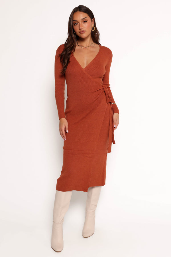 Kellan Wrap Midi Dress - Bronze