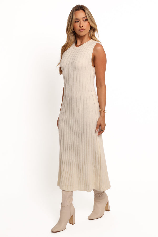 Kellie Knit Midi Dress - White