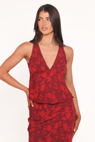 Kelso Top - Burgundy Floral
