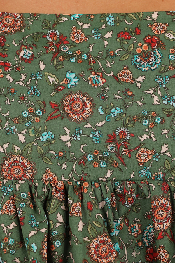 Kenny Top - Green Paisley Floral