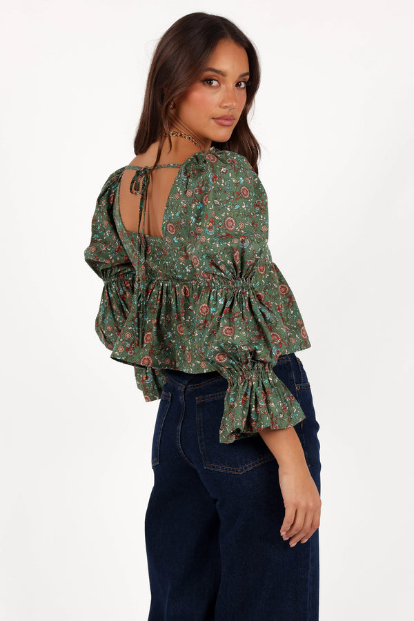 Kenny Top - Green Paisley Floral