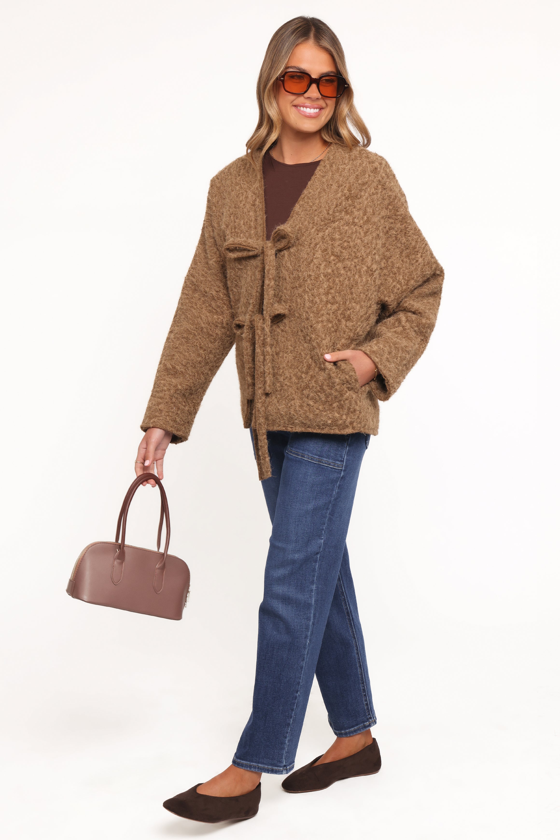 Kimmy Bow Oversized Cardigan - Moss