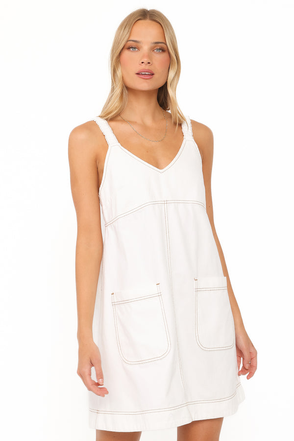 Kinley Mini Dress - White Denim