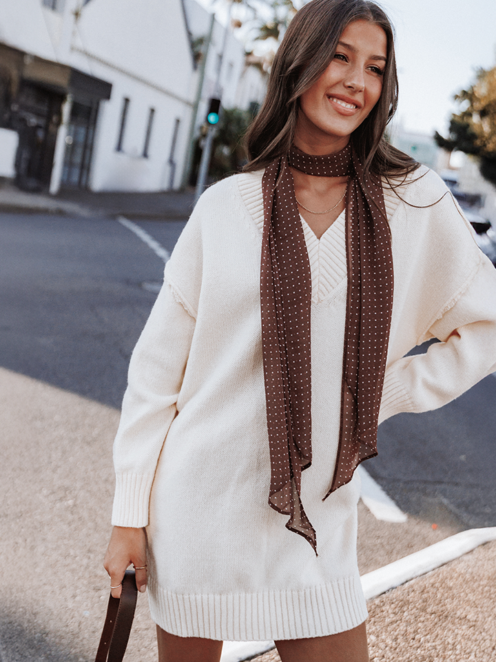 Nova Wrap Knit Midi Dress - Taupe