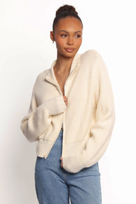Kourtney Zip Cardigan - Cream
