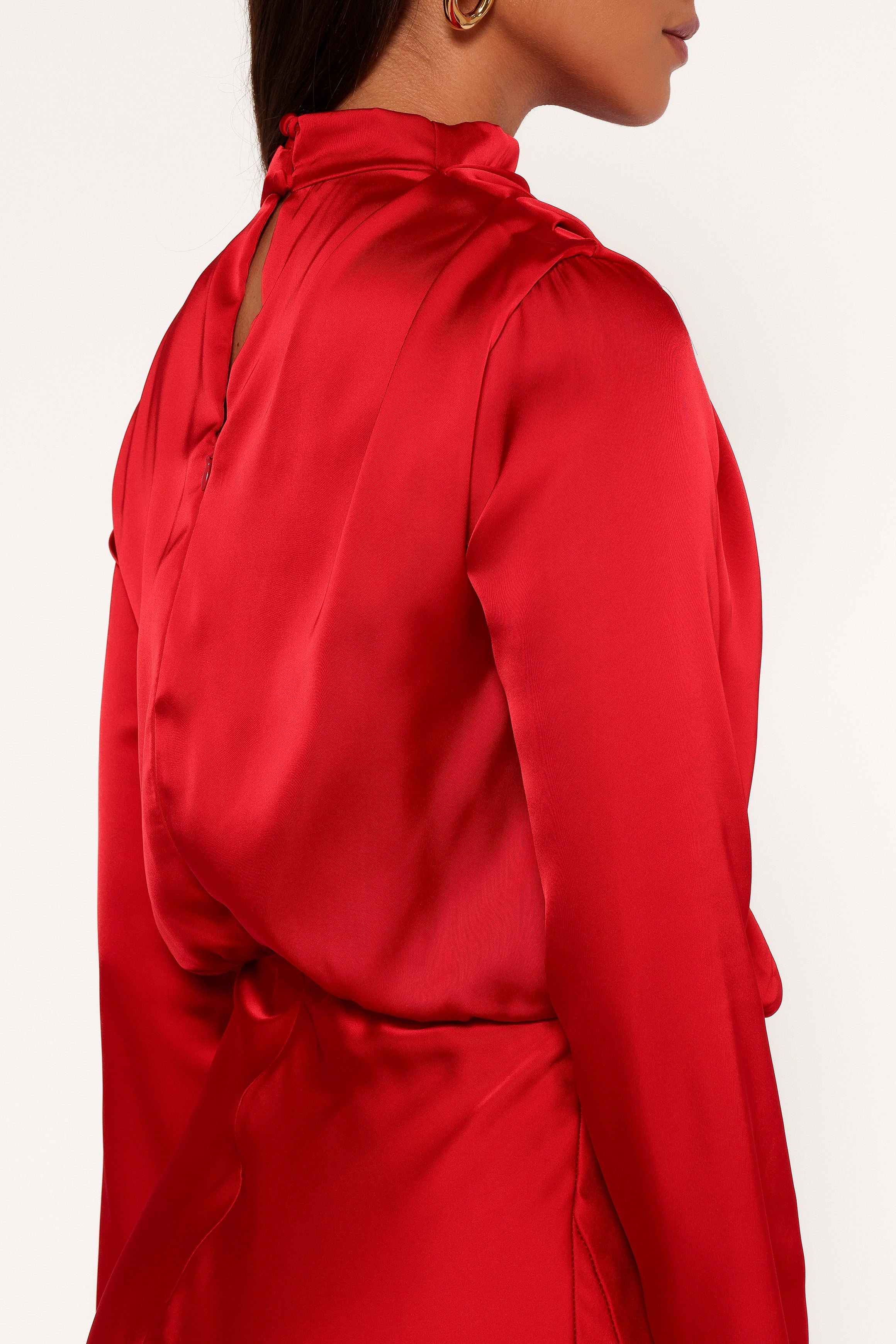 Kristyn Long Sleeve Midi Dress - Red