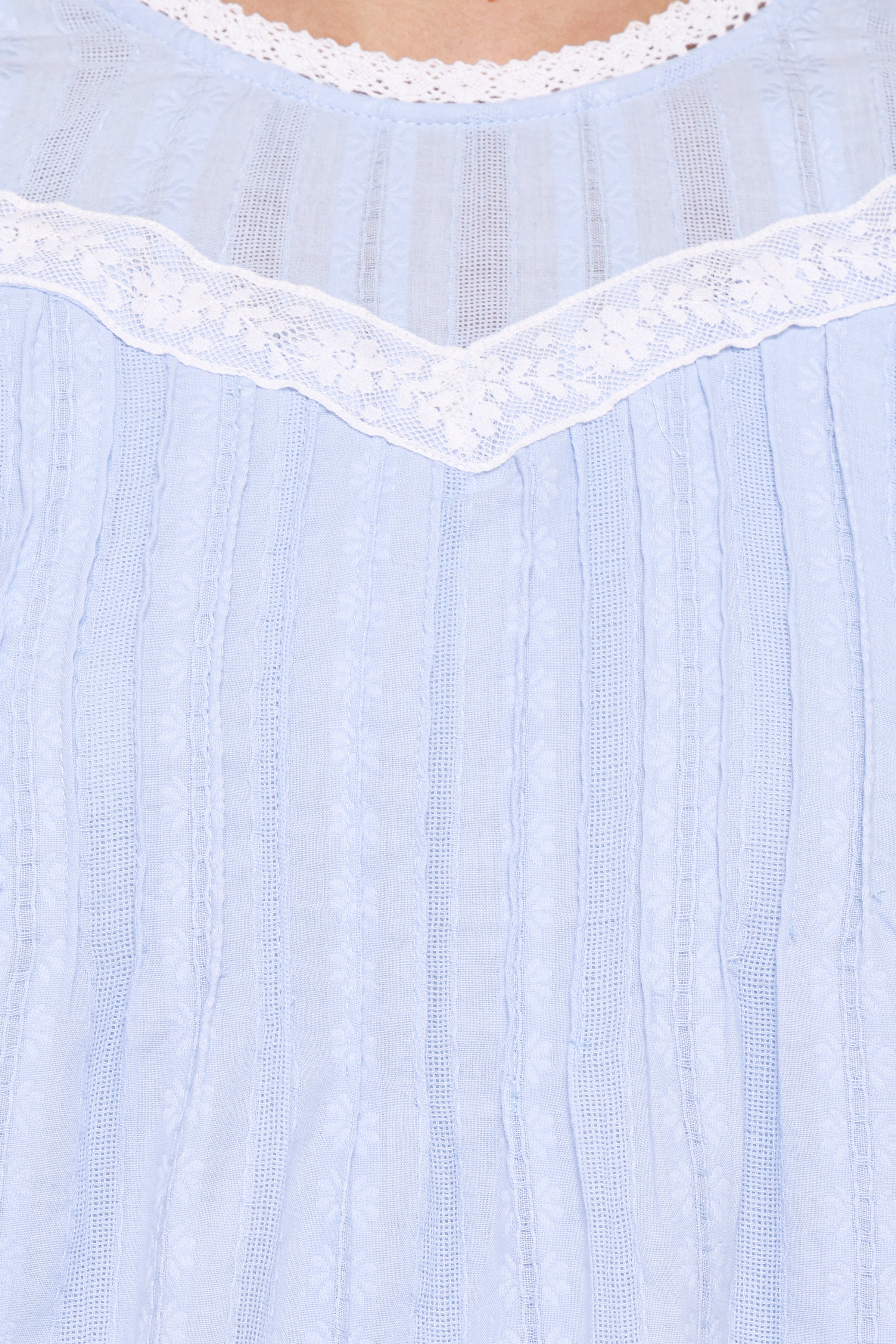 Laoise Lace Inset Ruffle Top - Light Blue