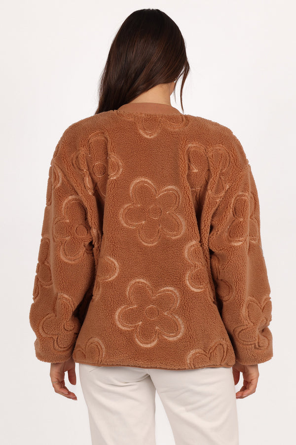 Lasky Flower Pattern Button Down Jacket - Camel