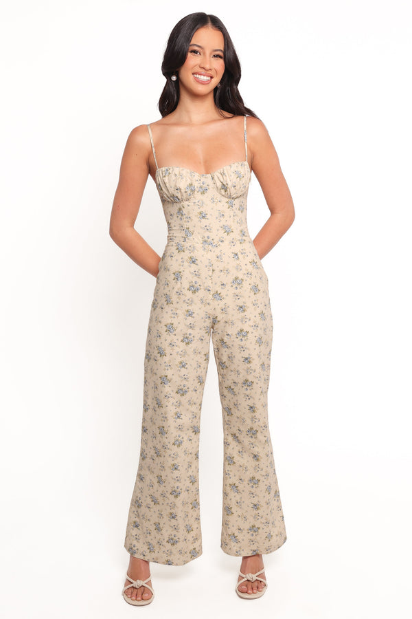 Lemie Corset Jumpsuit - Blue Floral