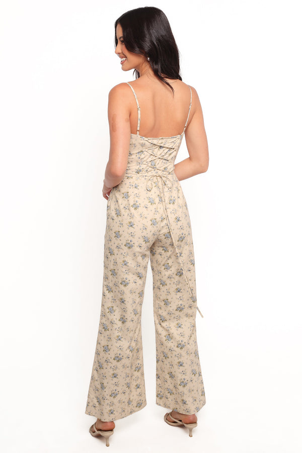 Lemie Corset Jumpsuit - Blue Floral