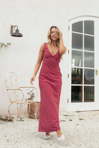 Leni Maxi Dress - Red Polka Dot