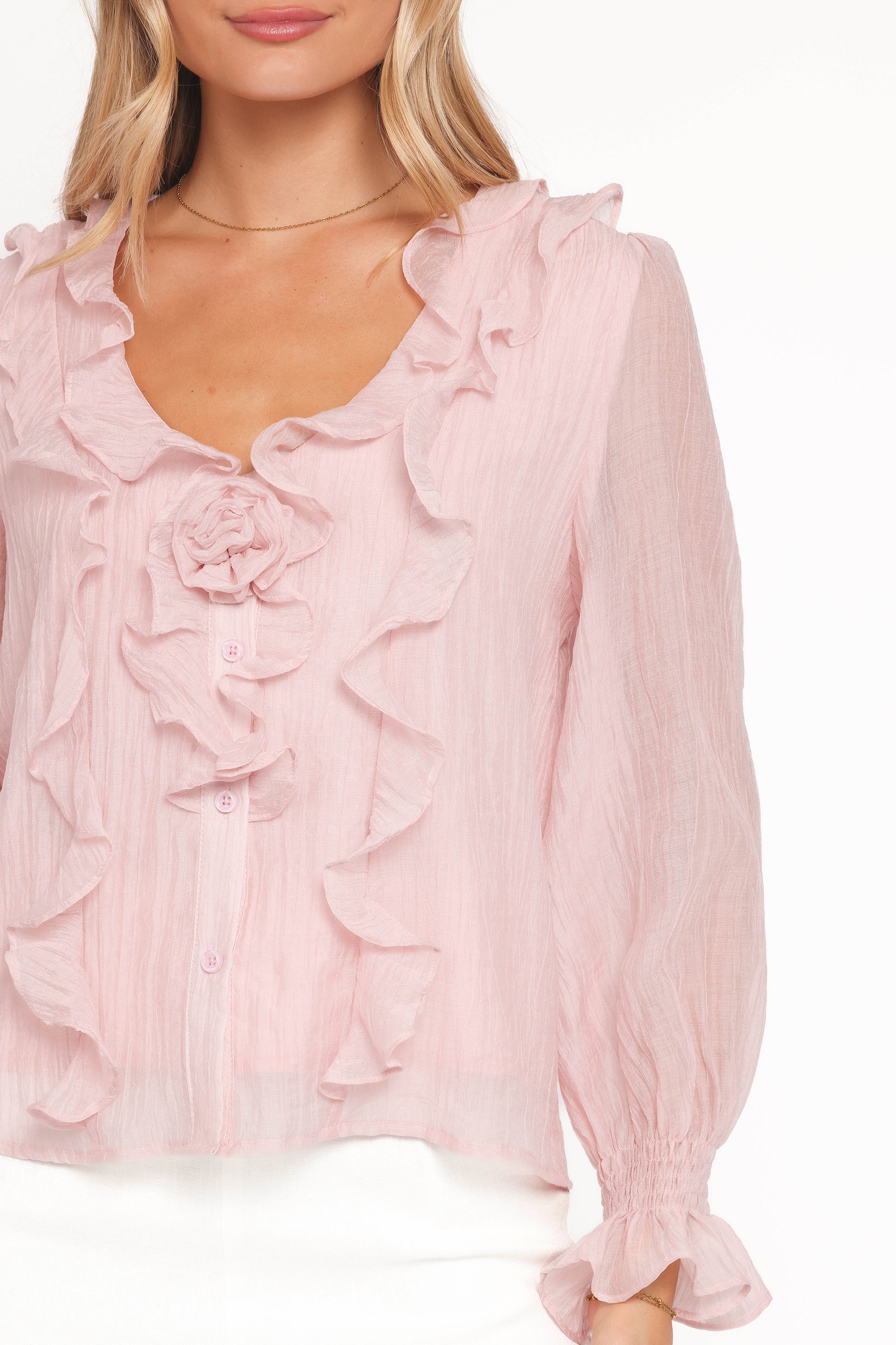 Lennon Ruffle Blouse - Blush