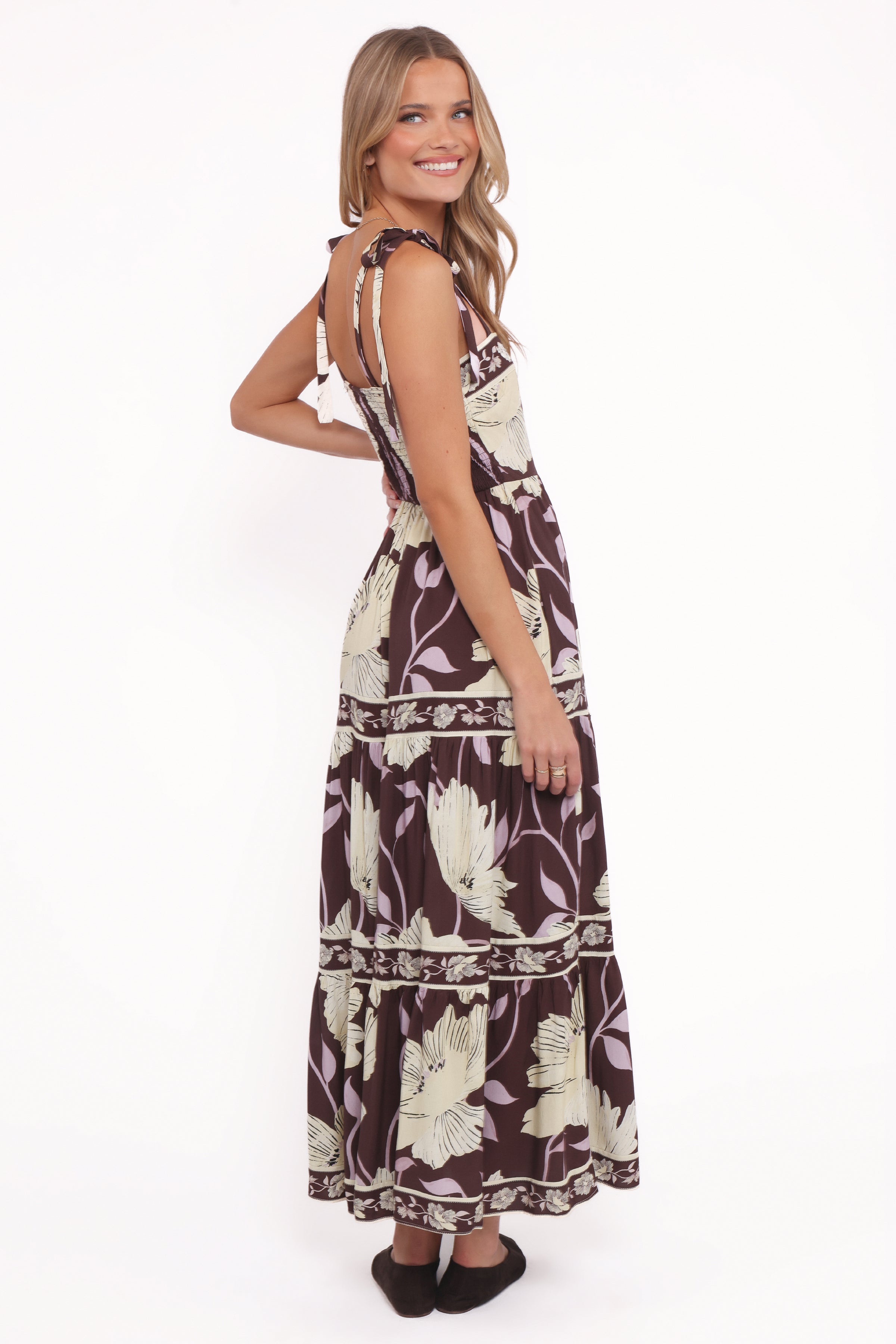 Leonor Maxi Dress - Yellow Brown Floral