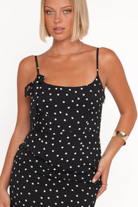 Lexia Midi Dress - Black Polka Dot