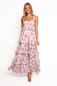 Lillee Tiered Maxi Dress - Pink Bloom