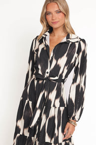 Lincoln Long Sleeve Maxi Dress - Black Print