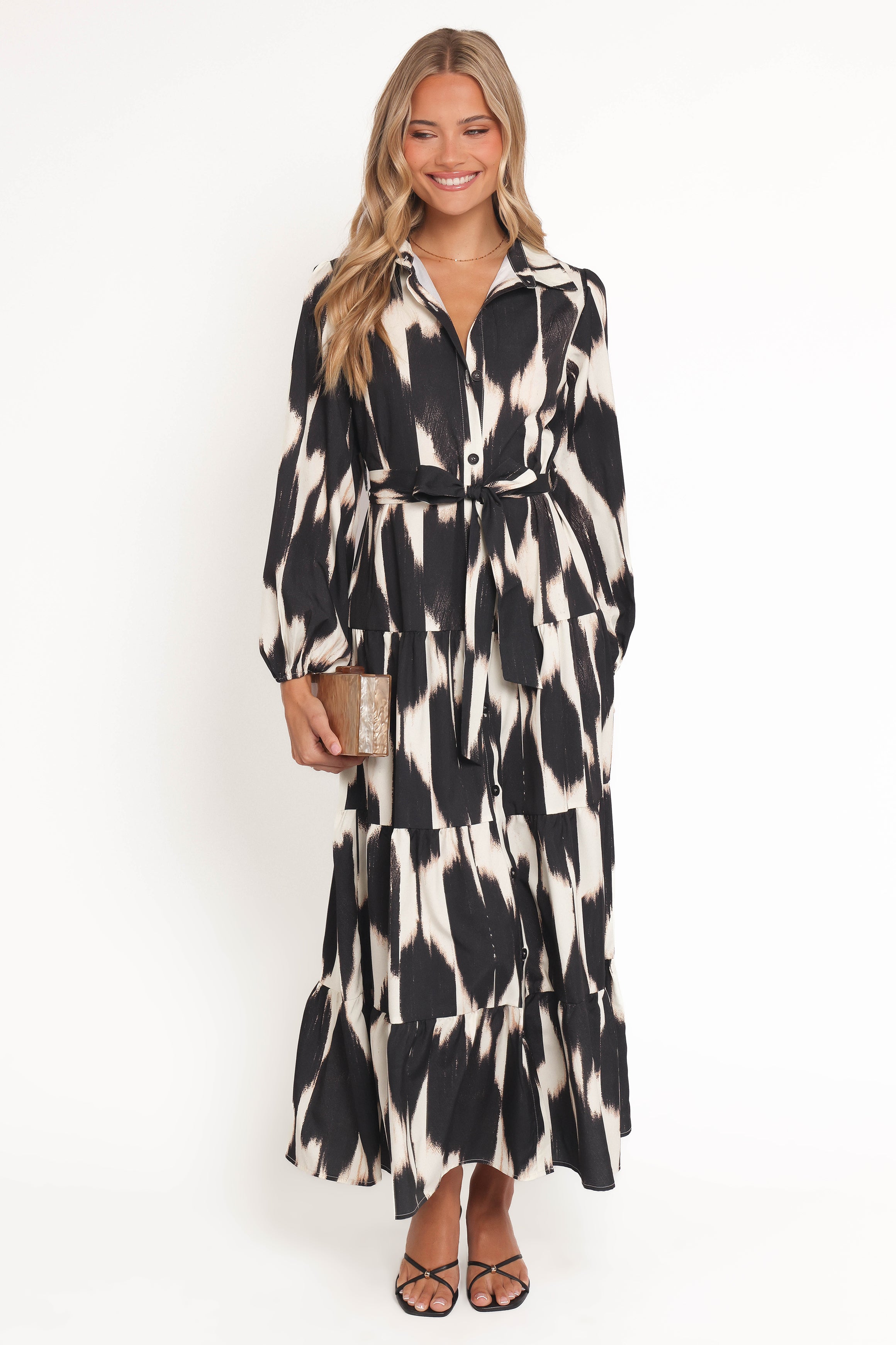 Lincoln Long Sleeve Maxi Dress - Black Print