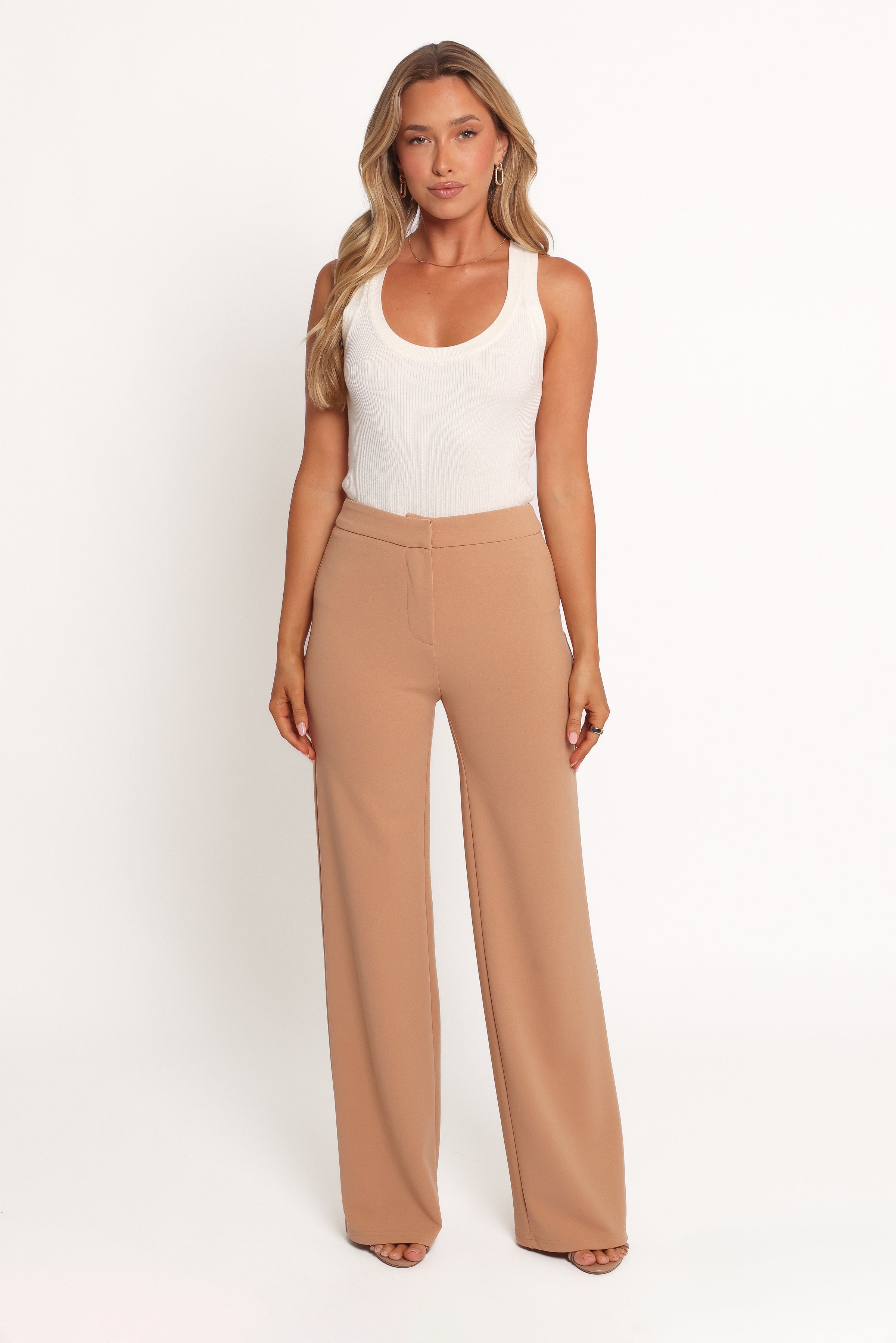 Liora Flat Front Knit Pants - Mocha