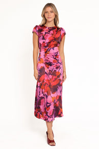 Lisbeth Midi Dress - Magenta Floral