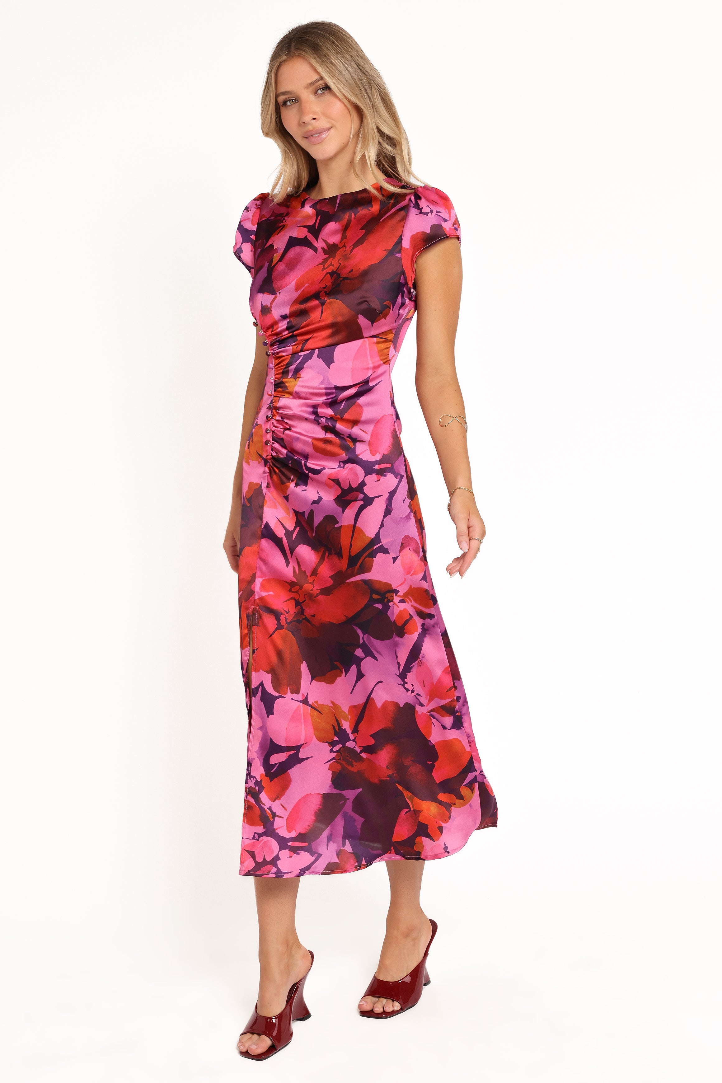 Lisbeth Midi Dress - Magenta Floral