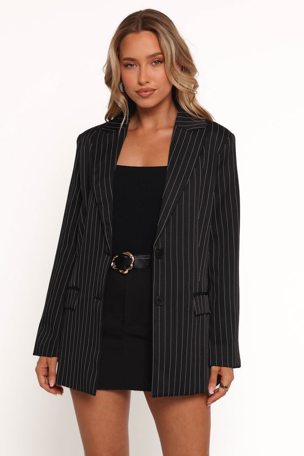 Livia Striped Blazer - Black