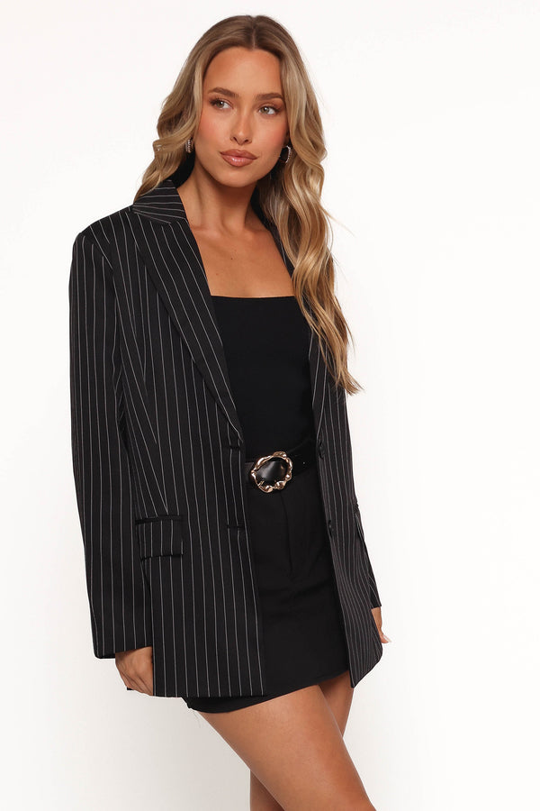 Livia Striped Blazer - Black