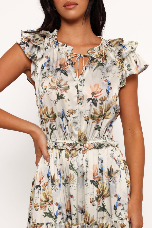 Lizzie Midi Dress - Cream Floral