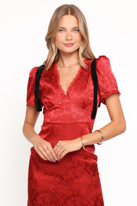 Lomandra Maxi Dress - Red Jacquard