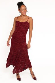 Lorde Midi Dress - Burgundy Lace