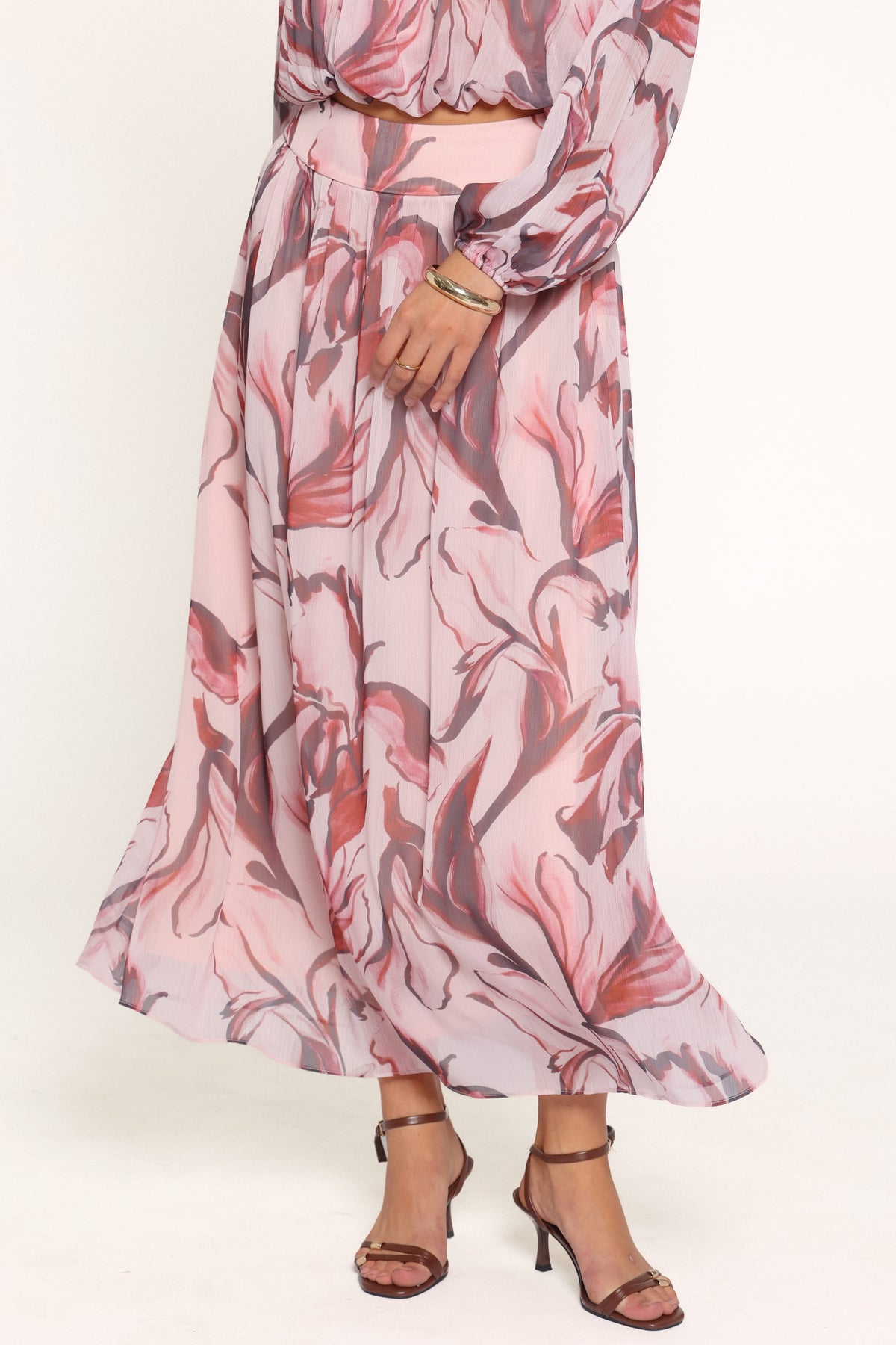 Lorei Chiffon Skirt Set - Pink Petal